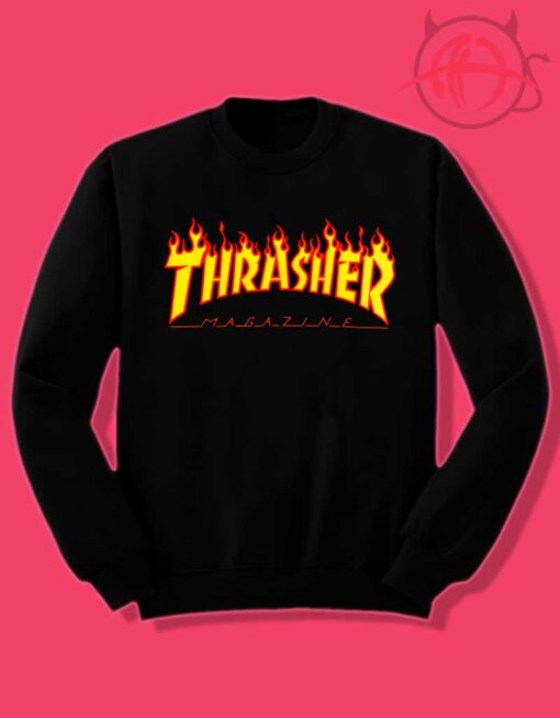 Thrasher Magazine Fire Flame Crewneck Sweatshirt