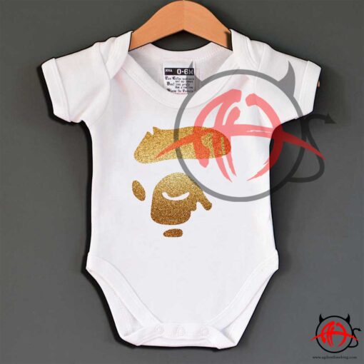 A Bathing Ape Gold Baby Onesie