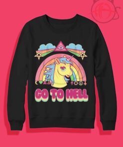 GO TO HELL Unicorn Rainbow Crewneck Sweatshirt