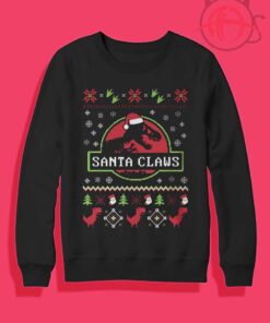 Santa Claws Jurassic Park Ugly Crewneck Sweatshirt