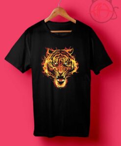 Tiger In Flames T Shirts