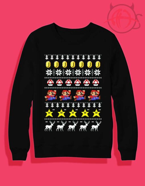 Super Mario 8 Bit Ugly Crewneck Sweatshirt