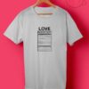 Love Nutrition Facts T Shirts