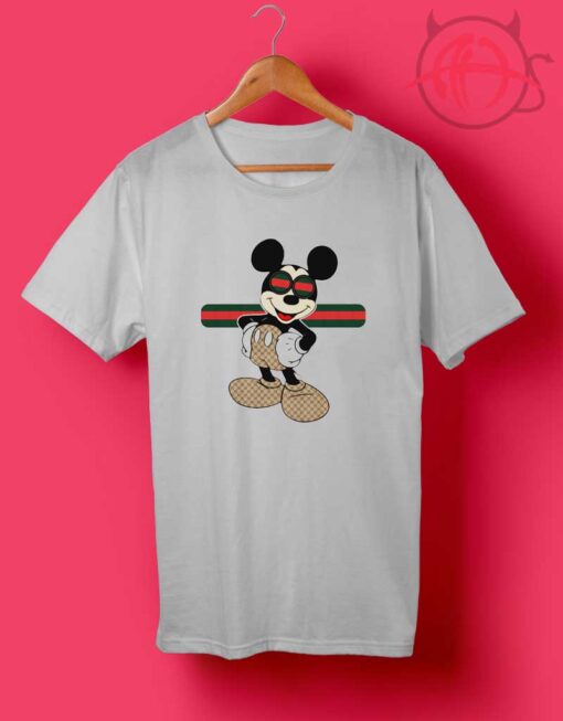 Cheap Custom Stripe Happy Mickey Mouse T Shirts