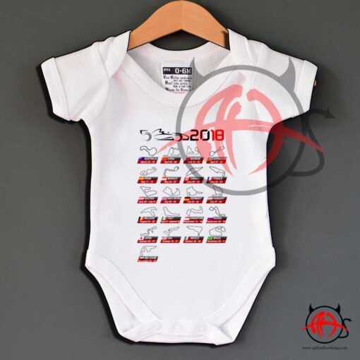 Calendar F1 2018 Circuits White Sport Baby Onesie