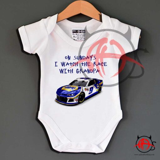 Chase Elliott Watch With Grandpa 2018 Car Baby Onesie