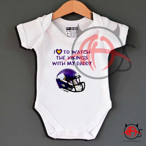 Minnesota Vikings Helmet Design Watch With Daddy Baby Onesie