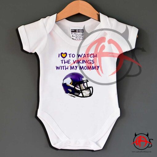 Minnesota Vikings Helmet Design Watch With Mommy Baby Onesie