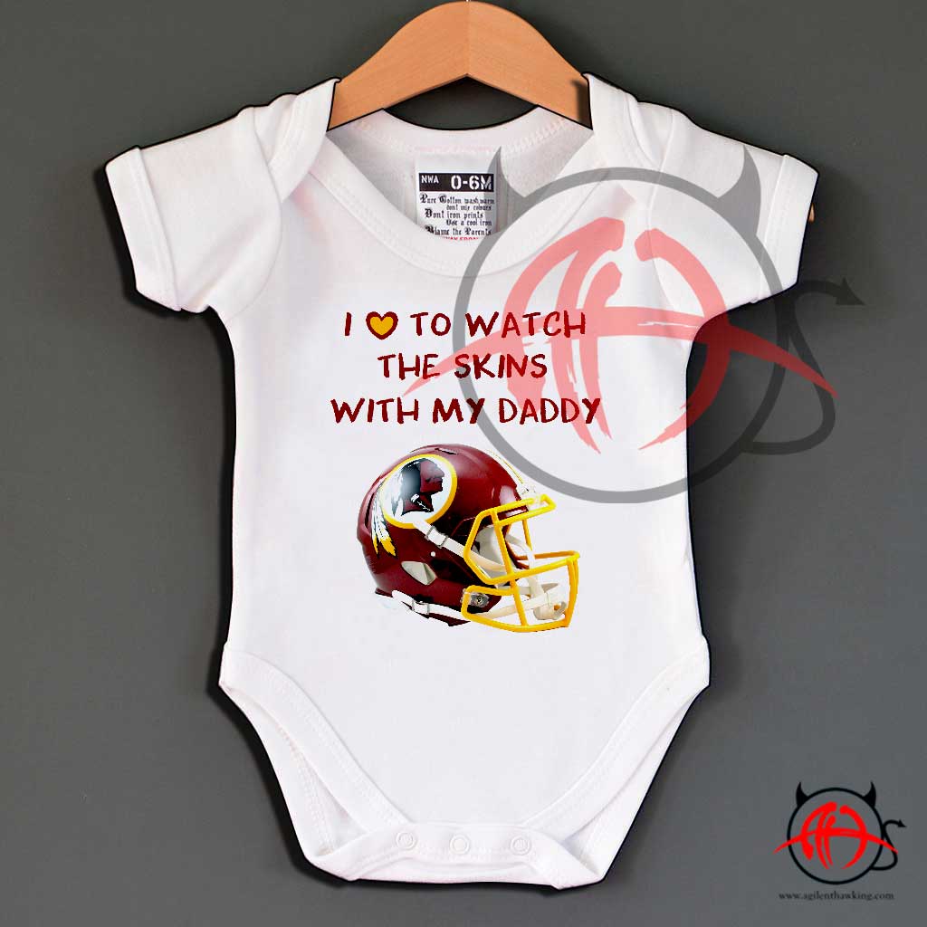 Washington Redskins Onesie Bodysuit Shirt Love Watching With Daddy 