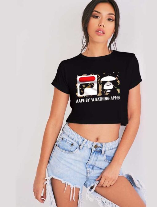 A Bathing Ape x FILA Bape Camo Crop Top Shirt