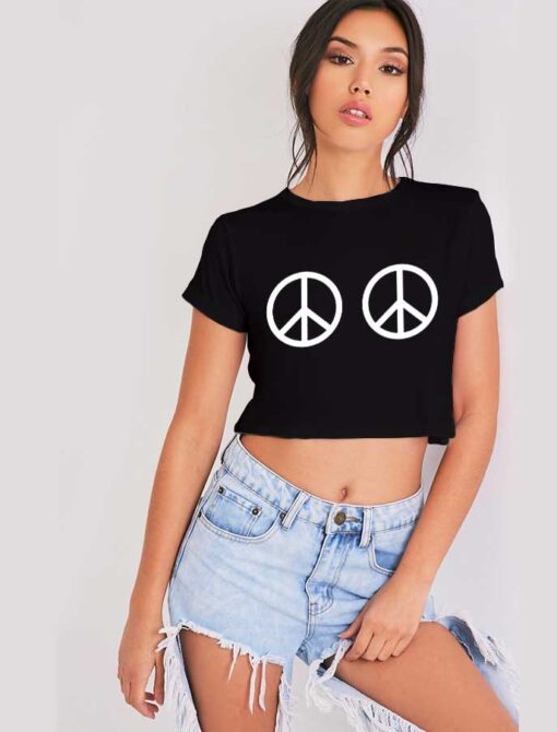 Peace Sign Boobs Crop Top Shirt