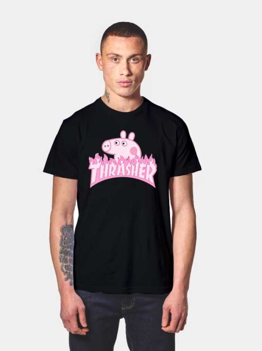 Peppa Pig X Thrasher Parody T Shirt Black