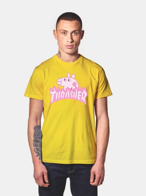 Peppa Pig X Thrasher Parody T Shirt Yellow
