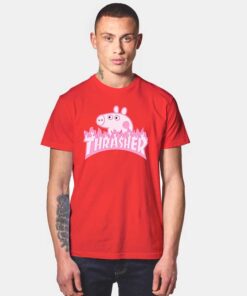 Peppa Pig X Thrasher Parody T Shirt red