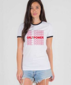 Red Rose Girl Power Ringer Tee