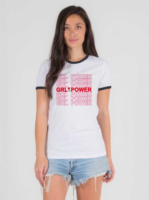 Red Rose Girl Power Ringer Tee