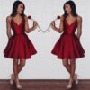 Elegant Cocktail Dresses A-line V-neck Short Mini Satin Sexy Party Plus