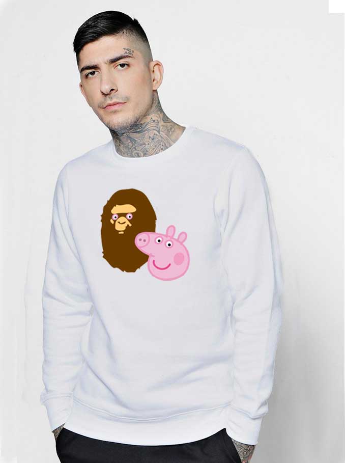 A Bathing Ape Bape Head X Peppa Pig Parody Sweatshirt