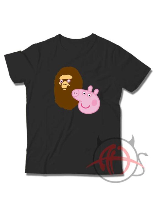 A Bathing Ape Bape Head X Peppa Pig Parody Youth T Shirt