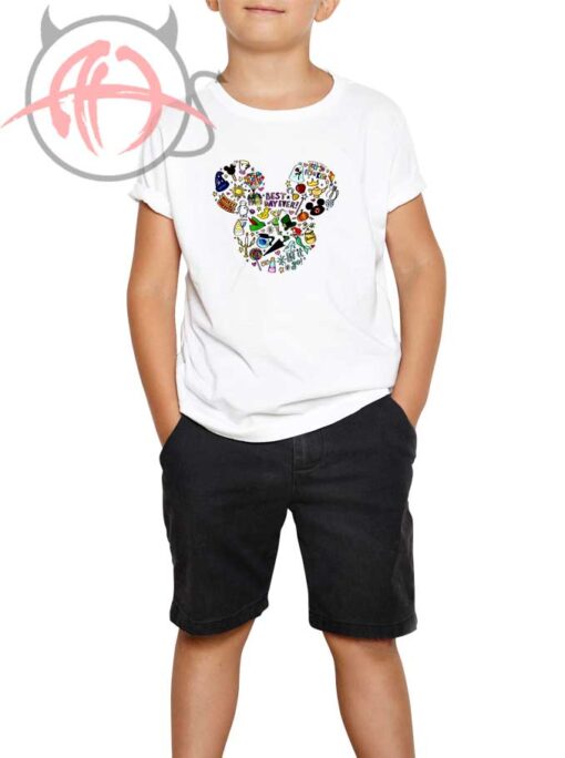 Mickey Minnie Head Doodle Disney Youth T Shirt
