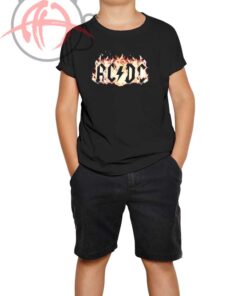 ACDC Flames Black Youth T Shirt