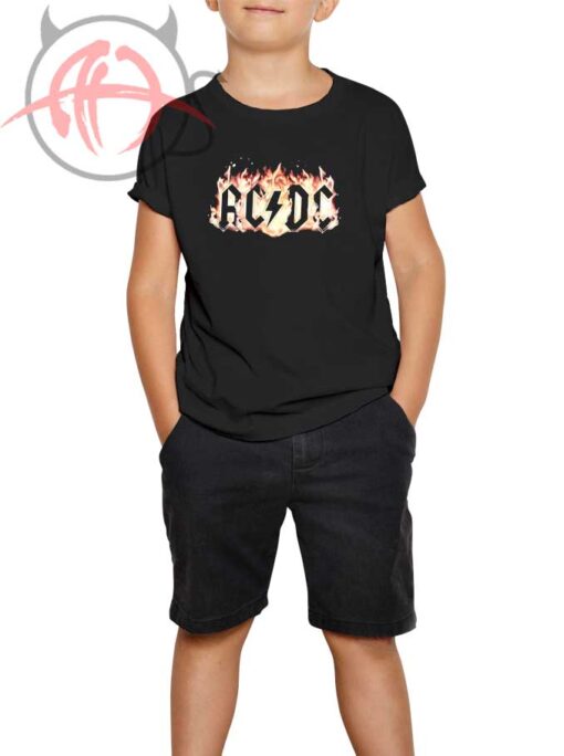 ACDC Flames Black Youth T Shirt