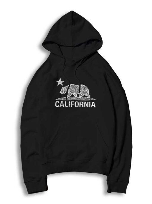 California Vintage White Bear Black Hoodie