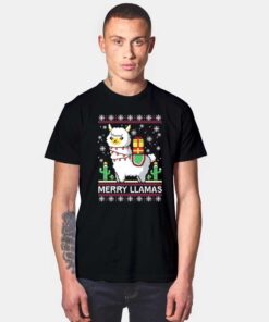 Merry Llamas Christmas T Shirt