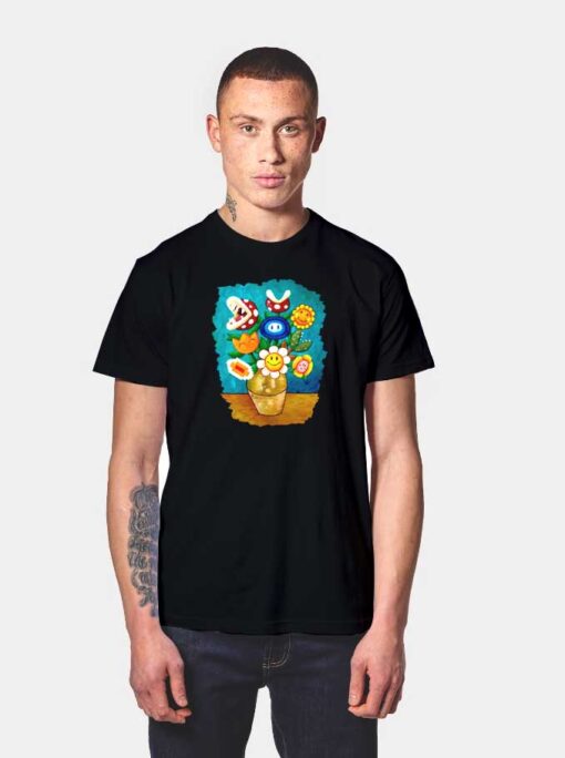 Mario Van Gogh Flower T Shirt