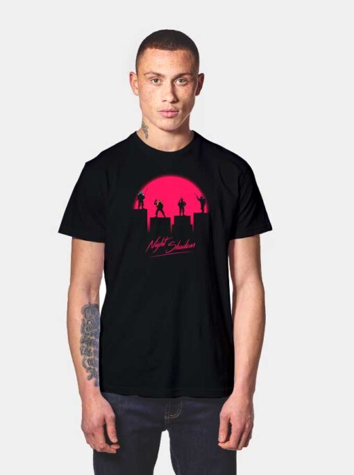 Retro Night Shadows Ninja T Shirt