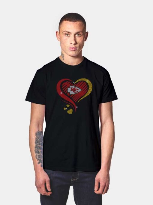 Glittering Heart Kansas City Chiefs Logo T Shirt