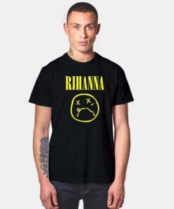 Rihanna Nirvana Dead Smiley Logo T Shirt