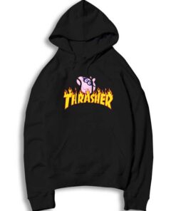 Masked Peppa Pig And Flaming Thrasher Logo Hoodie