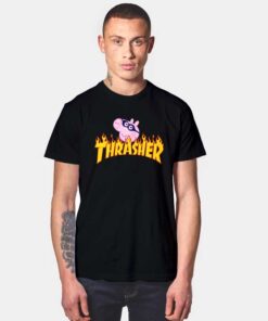 Masked Peppa Pig And Flaming Thrasher Logo T Shirt