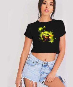 Baby Yoda And The Force Of Coronavirus Crop Top Shirt