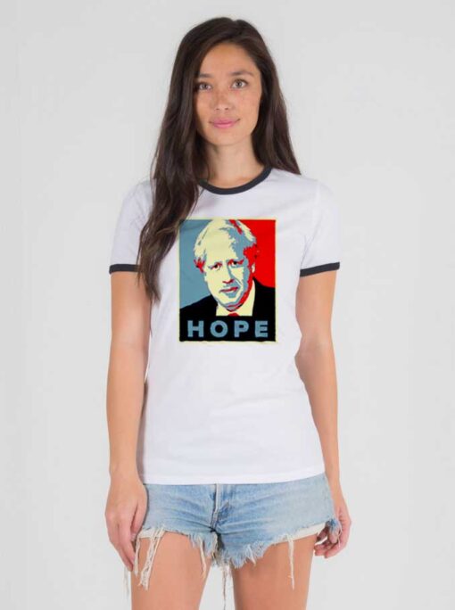 Boris Johnson Hope Vector Retro Ringer Tee