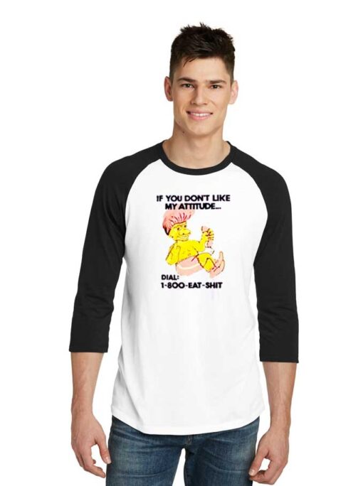 Dial 1 800 Eat Shit Troll Doll Bathing Raglan Tee