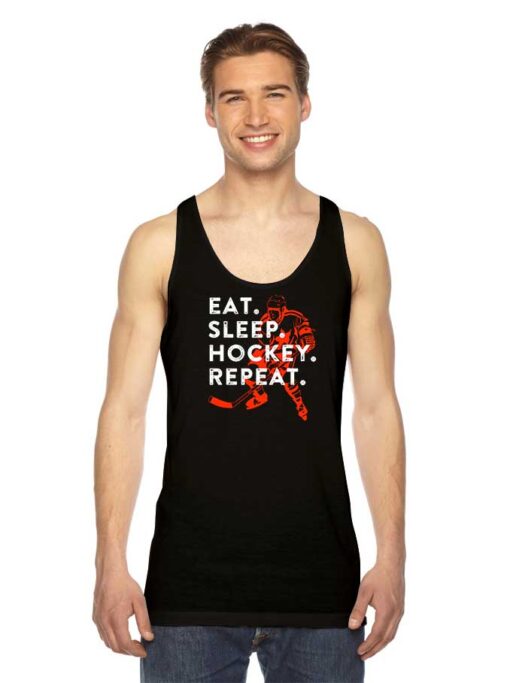 Eat Sleep Hockey Repeat Ice Sport Logo Tank Top