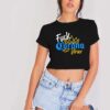 Fuck Corona Virus Gold Crown Logo Crop Top Shirt