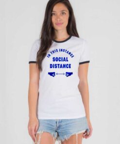 In This Instance Social Distance Logo Ringer Tee