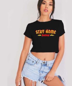 Stay Home Festival Metal Style Logo Crop Top Shirt