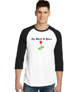 The World Is Yours Red Rose Flower Raglan Tee