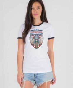 American Motorcycles Established 1987 Logo Ringer Tee