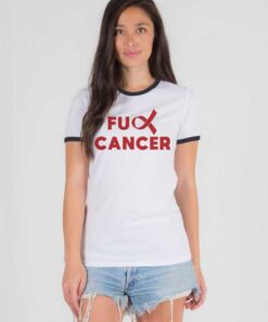 Cancer Care Quote Fuck Cancer Logo Ringer Tee