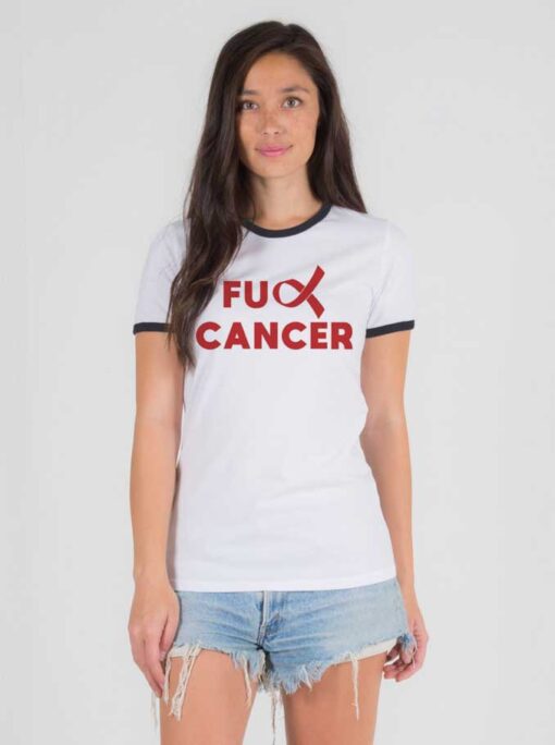 Cancer Care Quote Fuck Cancer Logo Ringer Tee