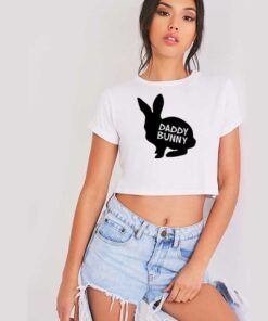 Daddy Bunny Silhouette Easter Rabbit Crop Top Shirt