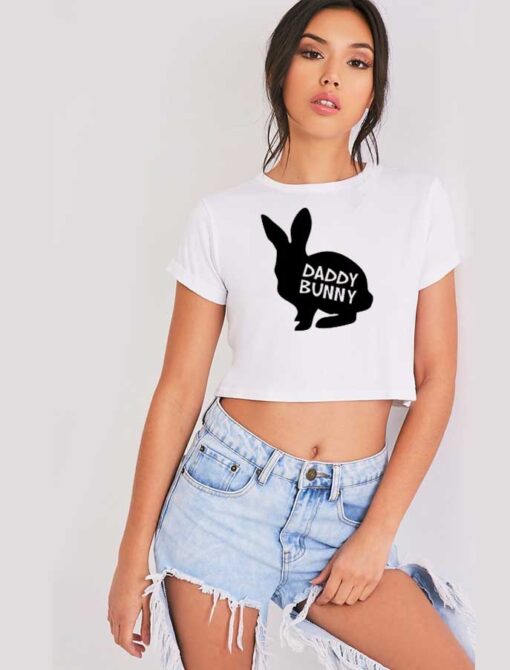 Daddy Bunny Silhouette Easter Rabbit Crop Top Shirt