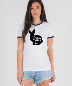 Daddy Bunny Silhouette Easter Rabbit Ringer Tee