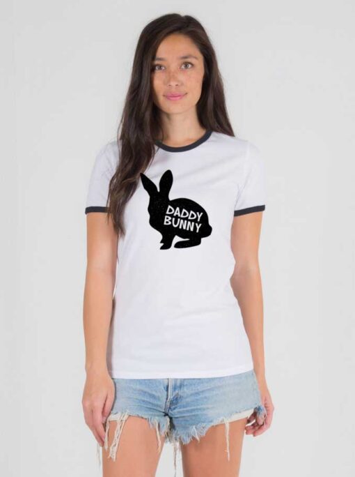 Daddy Bunny Silhouette Easter Rabbit Ringer Tee