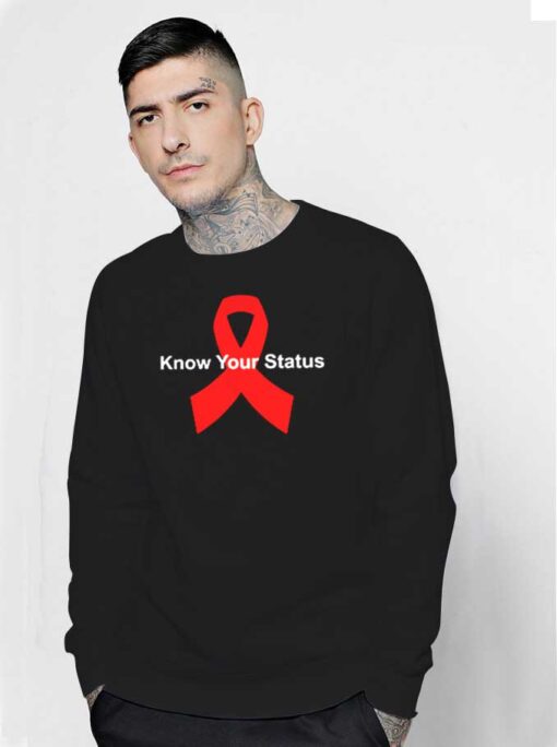 HIV Aids Know Your Status Red Ribbon Logo Sweatshirt